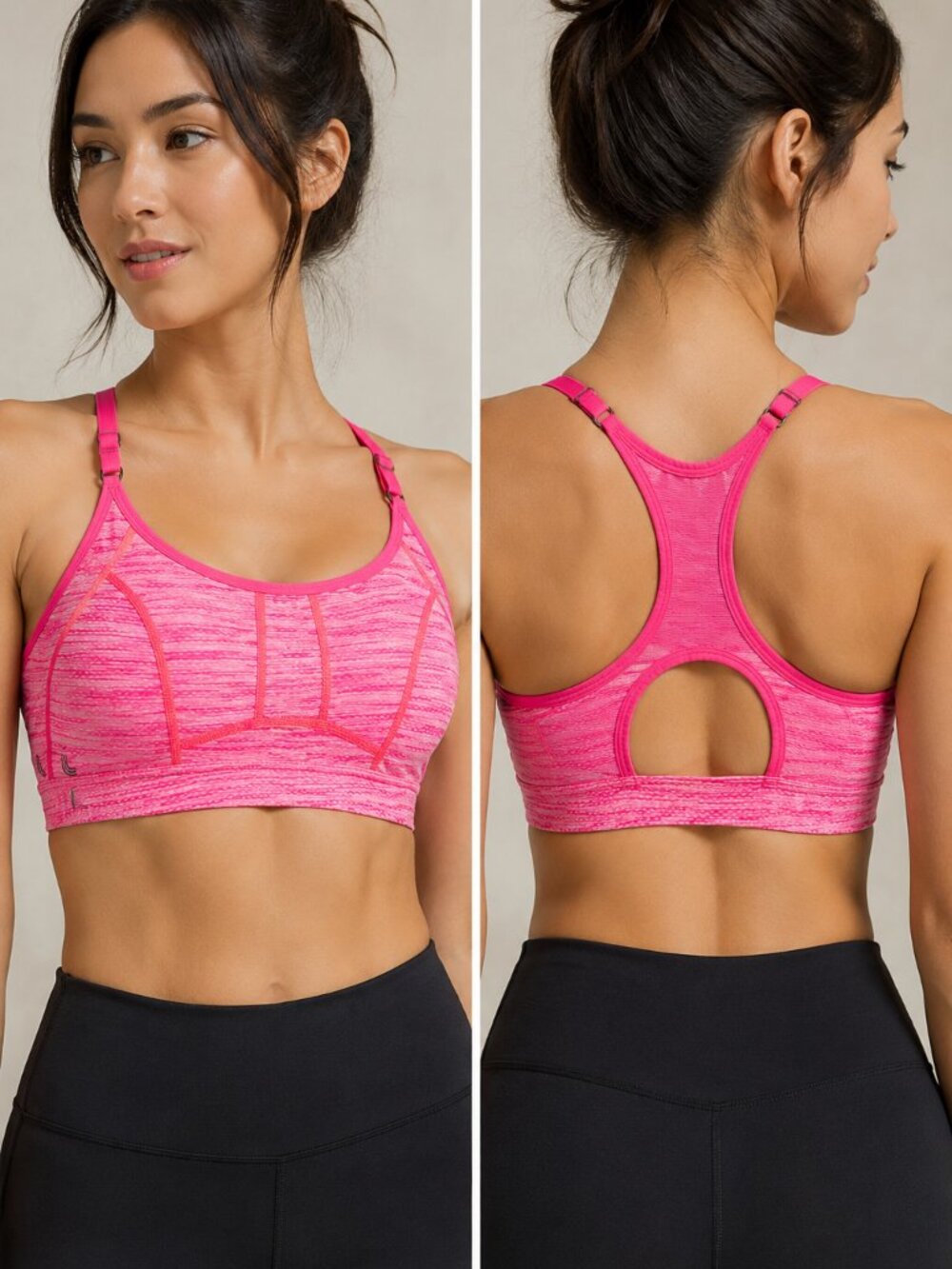 Lole Pink Racerback Sports Bra XL Adjustable Straps Medium Support